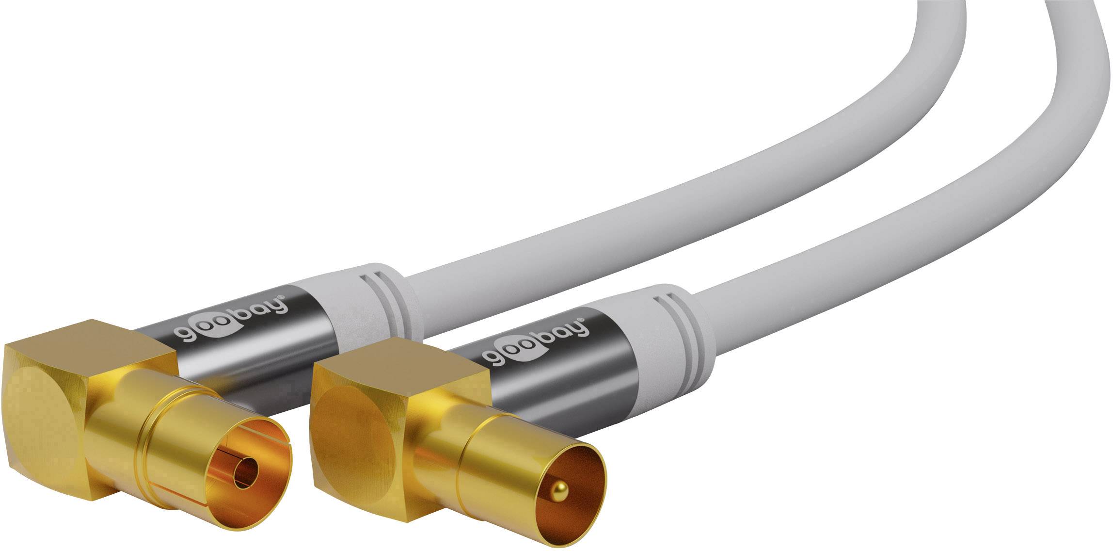 Goobay Antennen Anschlusskabel [1x Antennenbuchse 75 Ω - 1x Antennenstecker 75 Ω] 10.00 m vierfach geschirmt Weiß