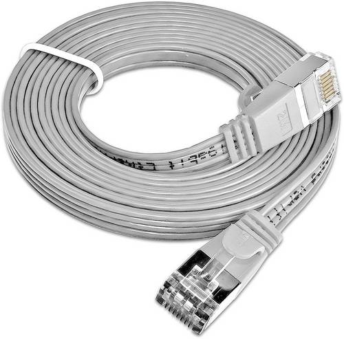 Slim Wirewin RJ45 Netzwerkkabel, Patchkabel CAT 6 U/FTP 25.00cm Grau flach