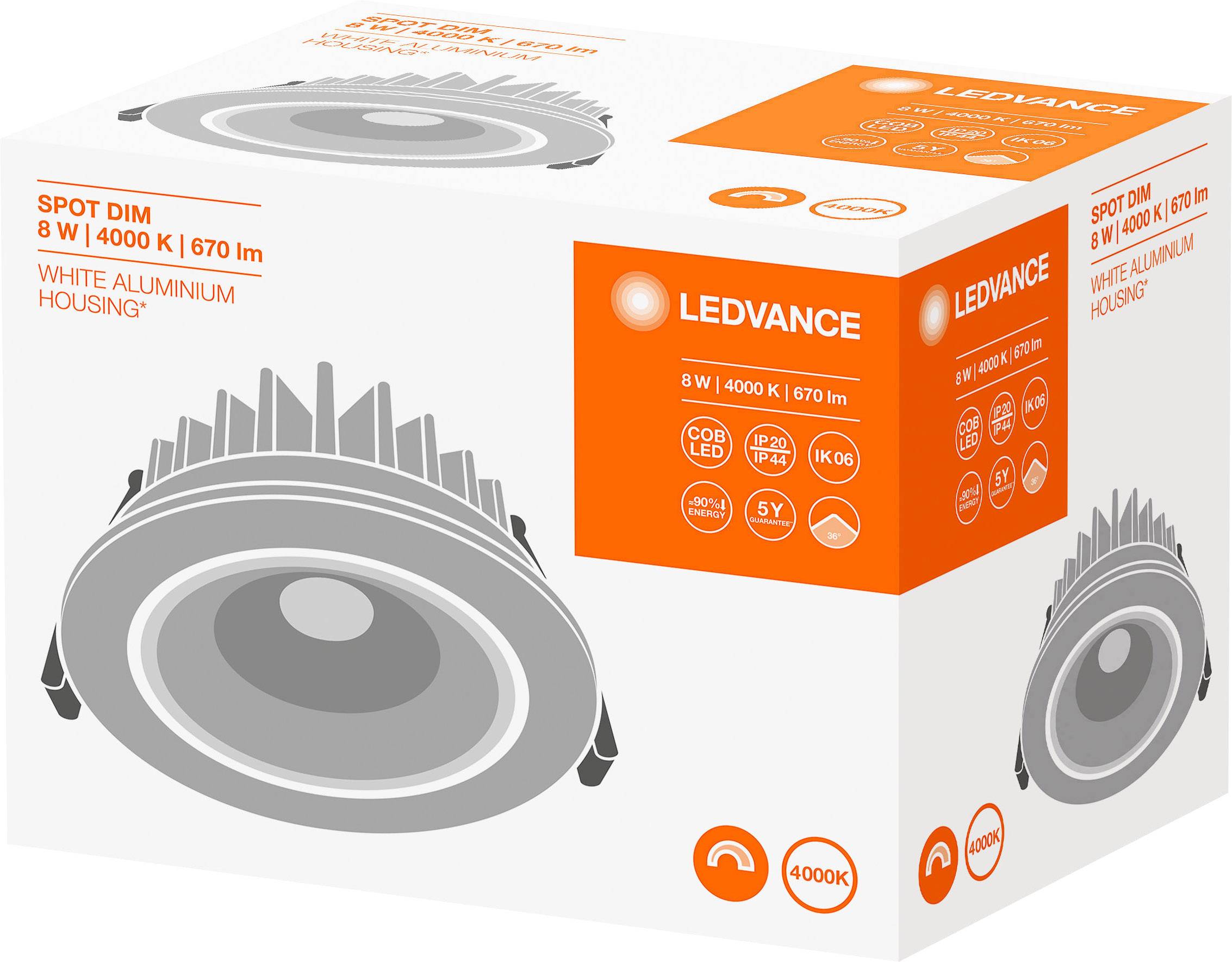 LEDVANCE 4058075127104 SPOT DIM LED-Bad-Einbauleuchte 8W ...