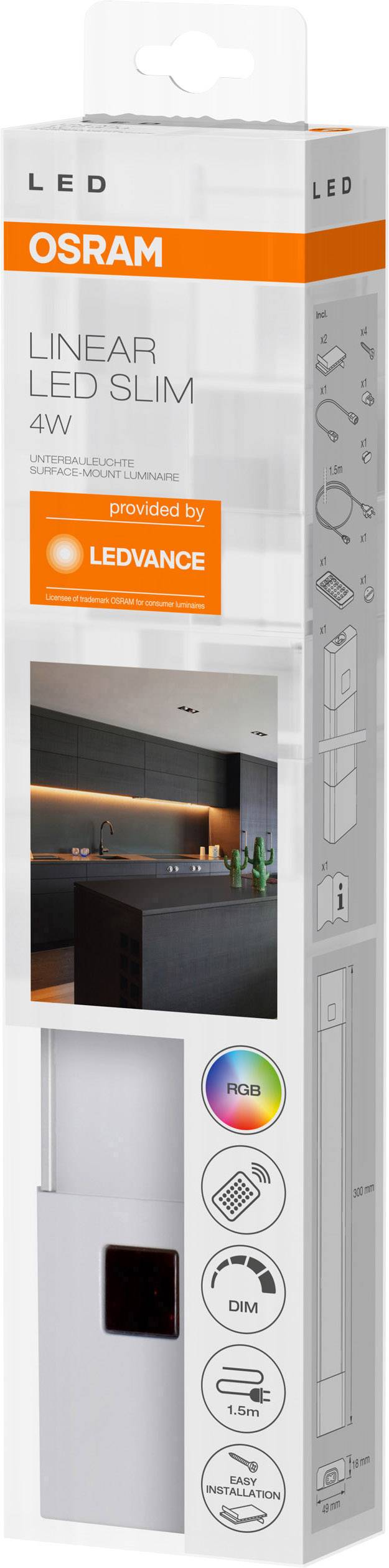 LEDVANCE Linear LED Slim RGBW L LED-Unterbauleuchte LED LED fest eingebaut 4 W RGBW Grau