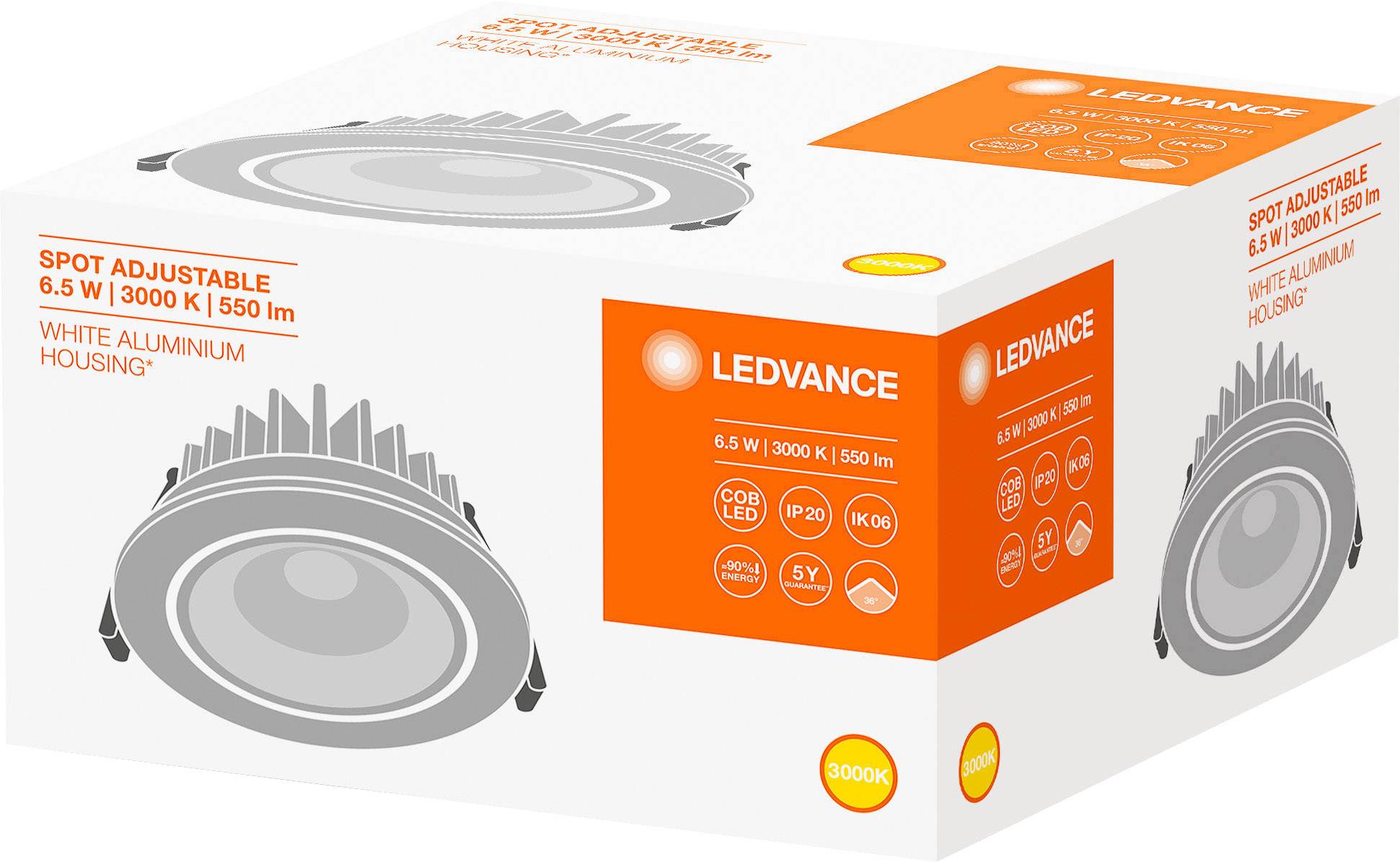 LEDVANCE 4058075126909 SPOT ADJUST LED-Einbauleuchte LED LED fest eingebaut 6.5 W Weiß