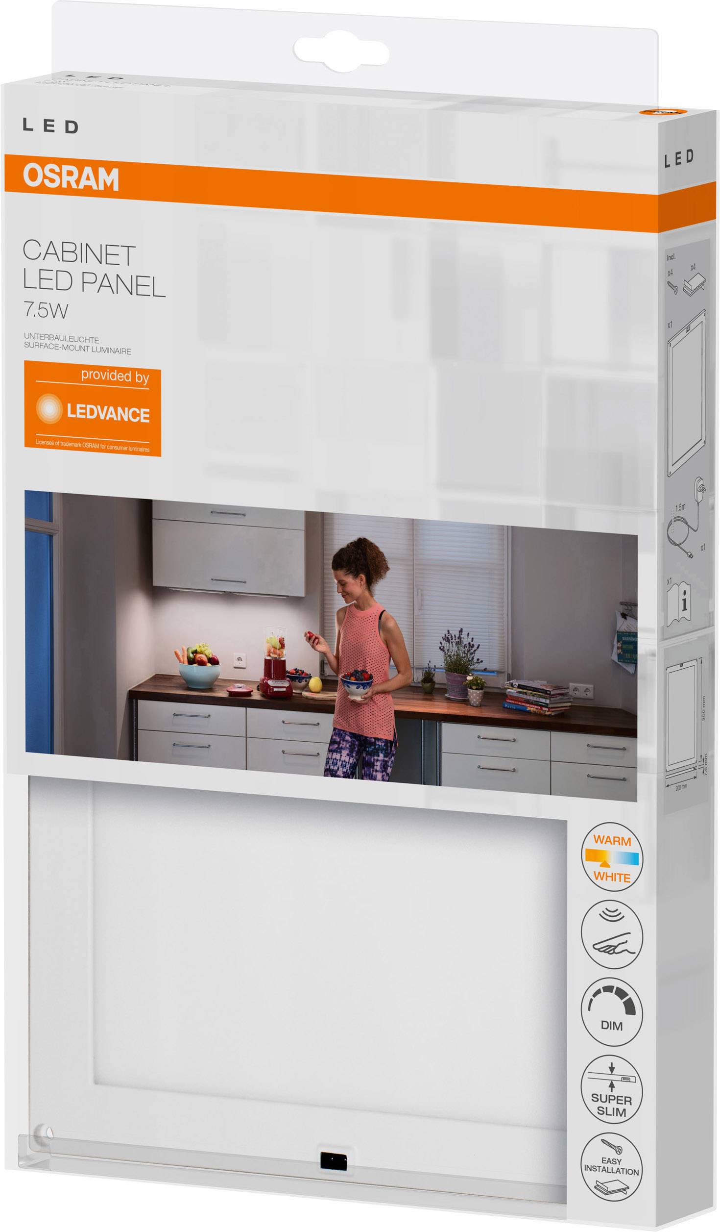 LEDVANCE Cabinet LED Panel L LED-Unterbauleuchte LED fest eingebaut 7.5W Warmweiß