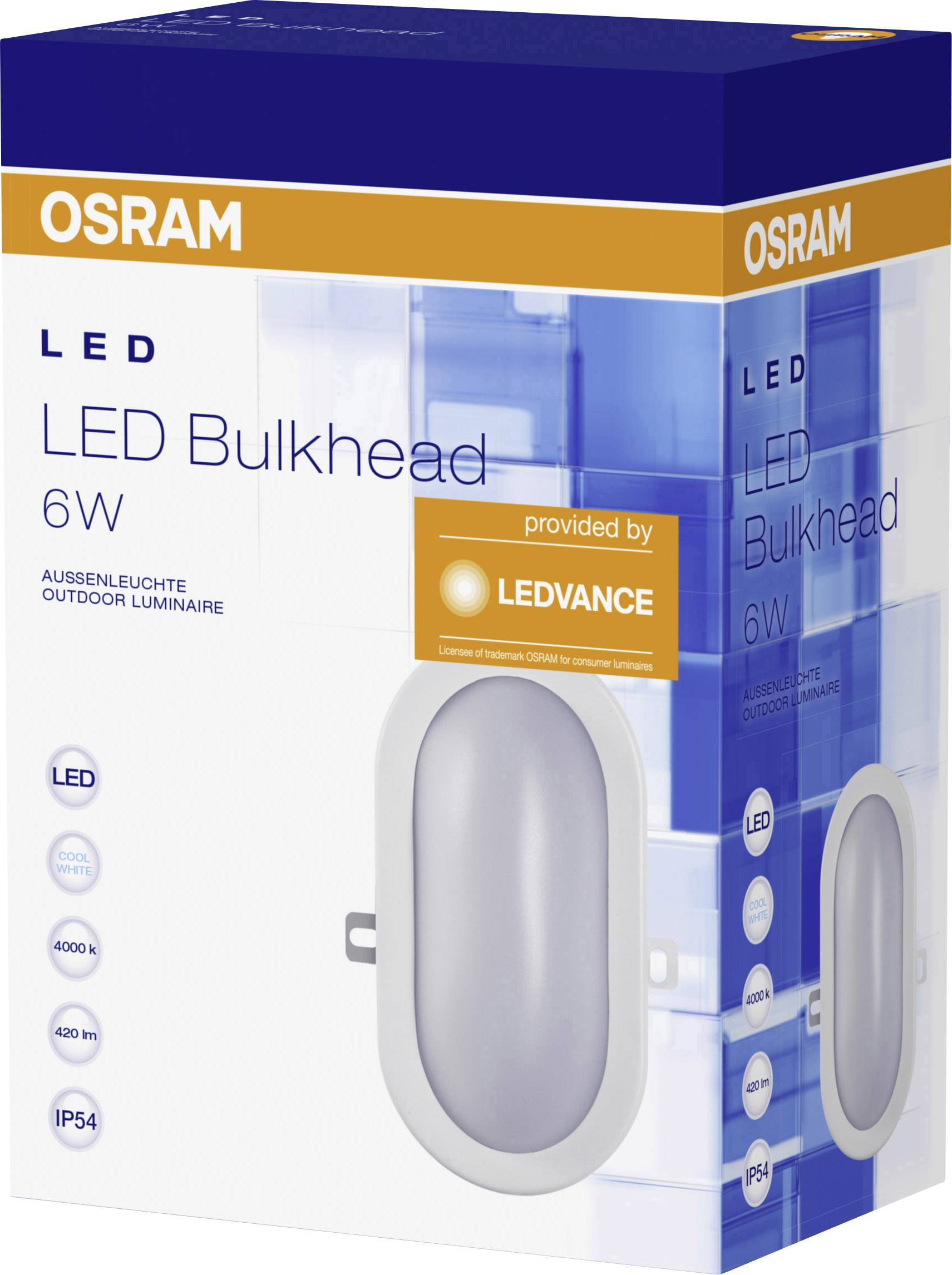 LEDVANCE LED BULKHEAD (EU) L LED-Feuchtraumleuchte LED 5.5W Kaltweiß Weiß
