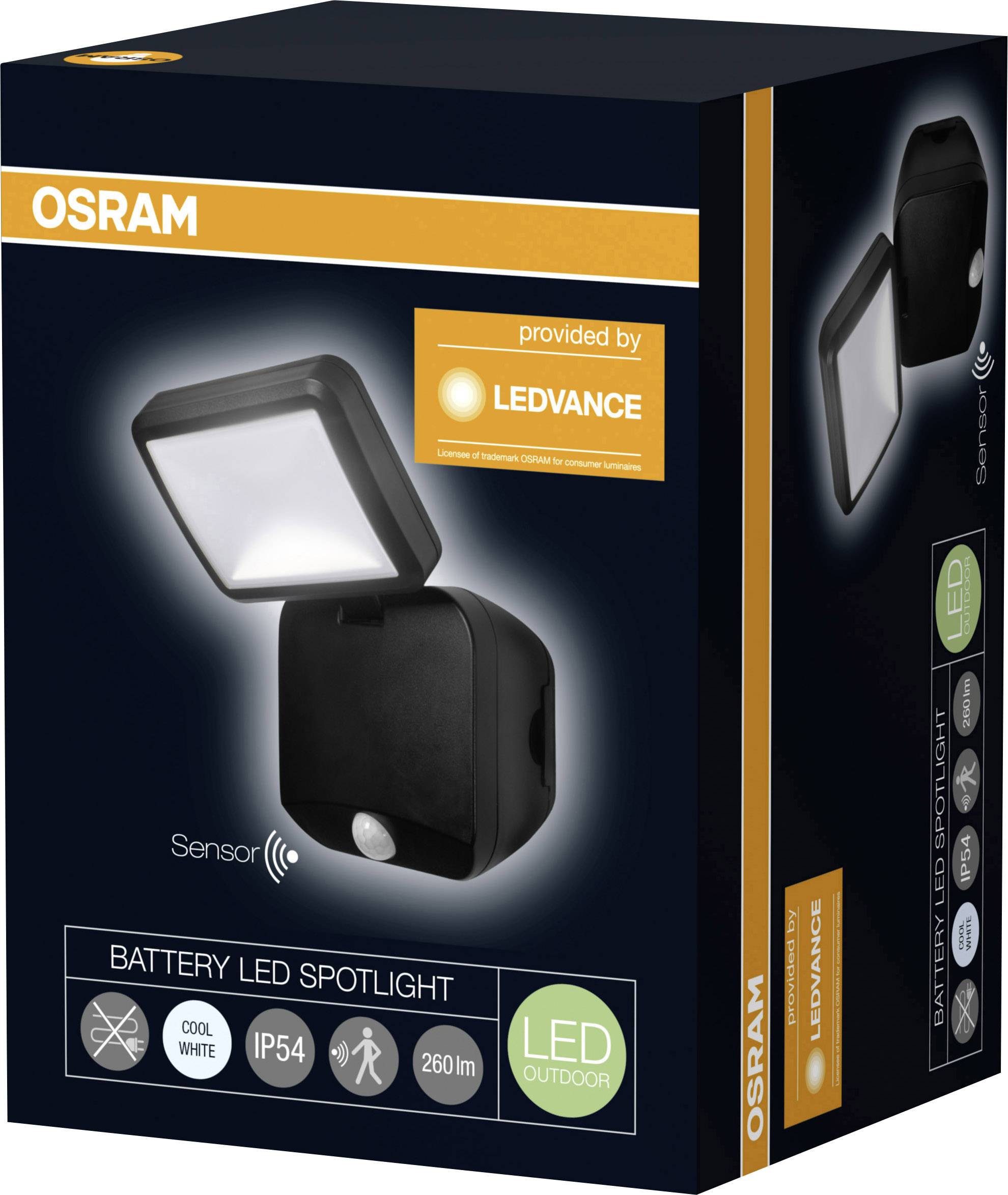 LEDVANCE Battery LED Spotlight Single L 4058075227347 LED-Außenstrahler mit Bewegungsmelder 4 W Leuchtfarben: Neutralweiß