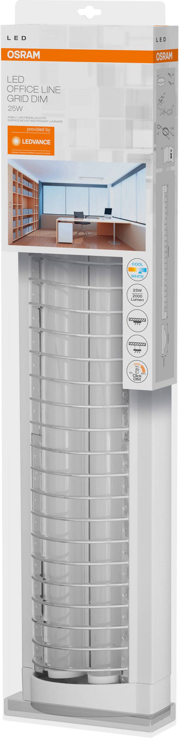 LEDVANCE 4058075271548 LED Office Line Grid DIM L LED-Deckenleuchte T8 25 W