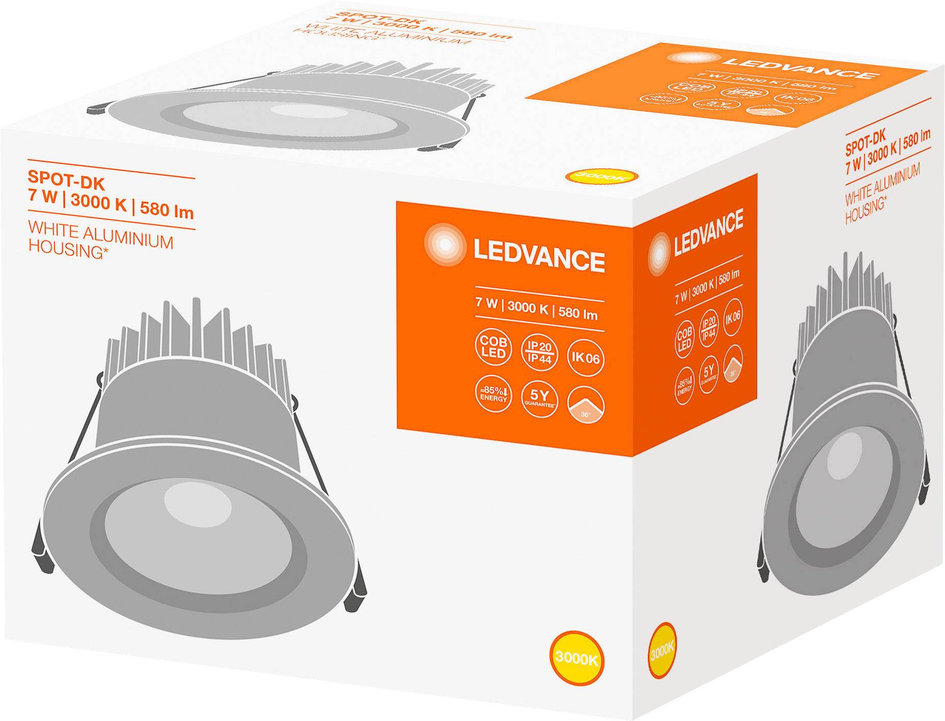 LEDVANCE SPOT DARKLIGHT LED-Bad-Einbauleuchte 7 W IP44 Weiß