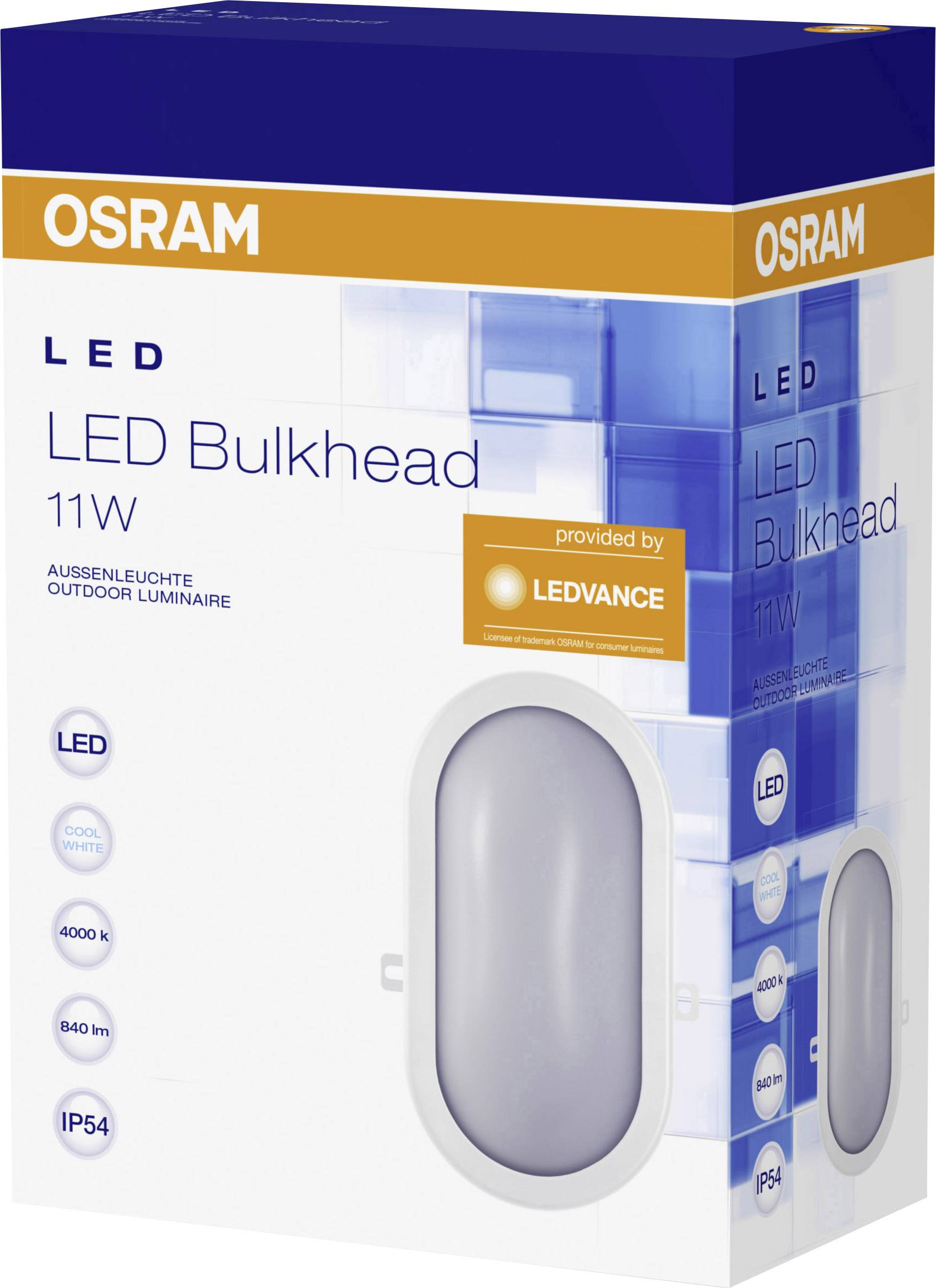 LEDVANCE LED BULKHEAD (EU) L LED-Feuchtraumleuchte LED LED fest eingebaut 11W Kaltweiß Weiß