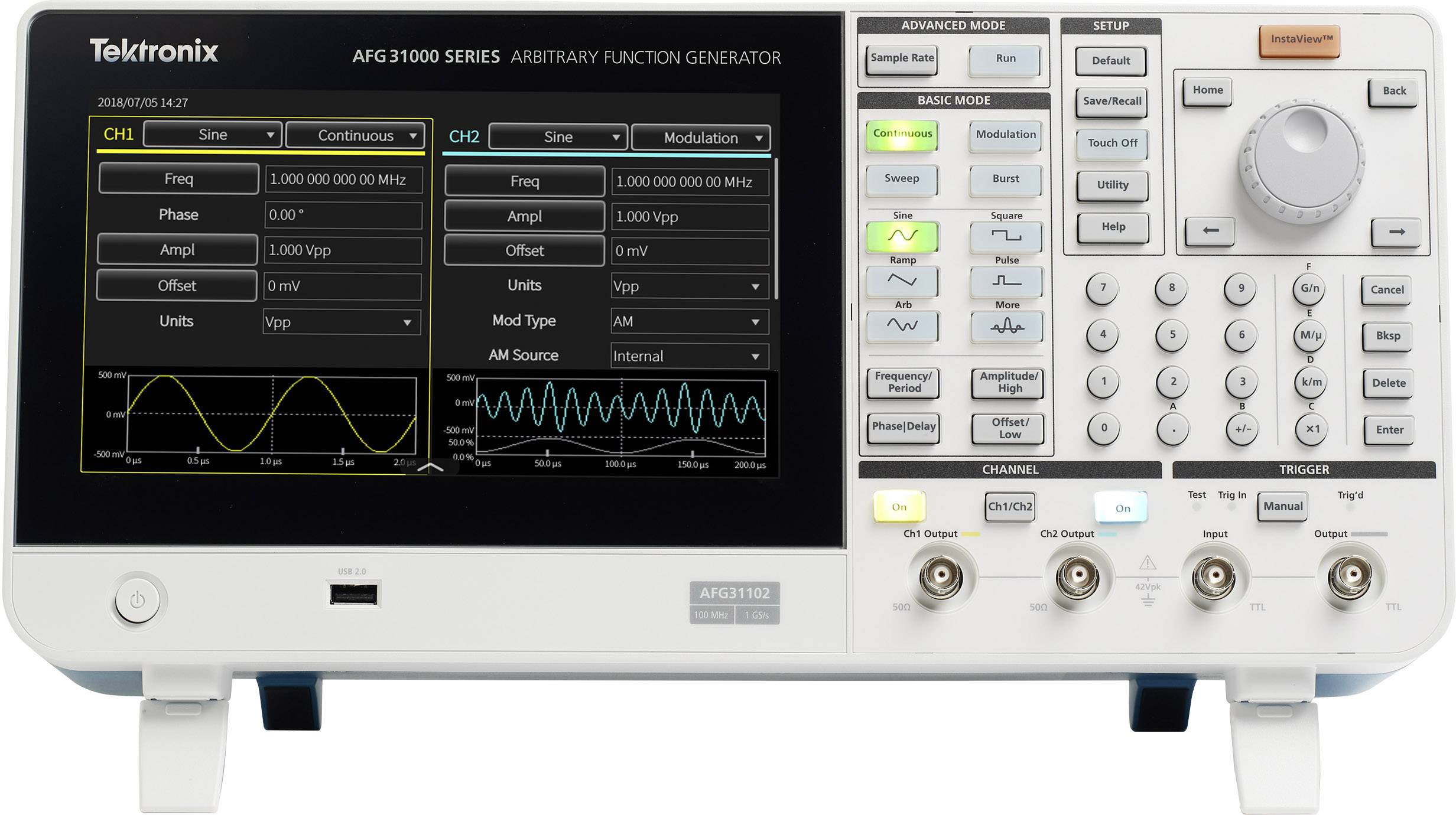 Tektronix AFG31252 Funktionsgenerator netzbetrieben 0.000001Hz - 250MHz 2-Kanal Arbiträr, Dreieck, Puls, Rauschen, Rechteck, Sinus