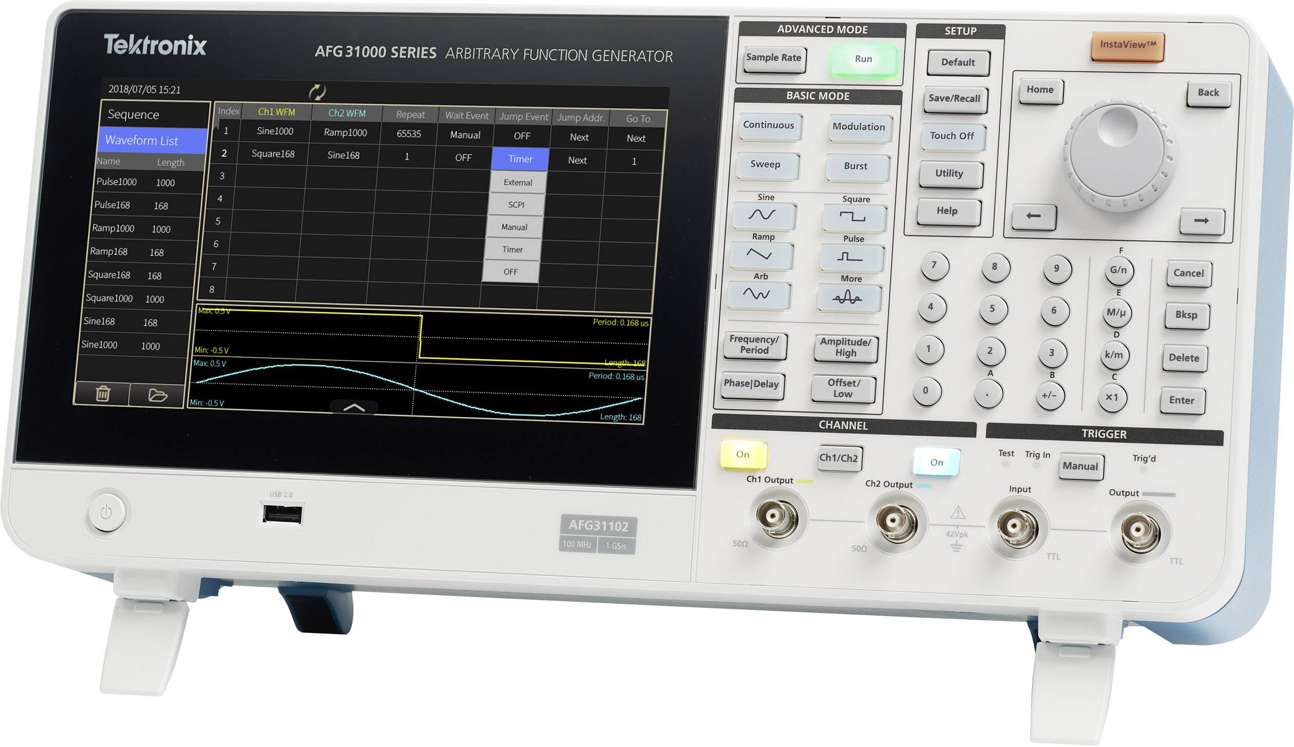 Tektronix AFG31021 Funktionsgenerator netzbetrieben 0.000001Hz - 25MHz 1-Kanal Arbiträr, Dreieck, Puls, Rauschen, Rechteck, Sinus