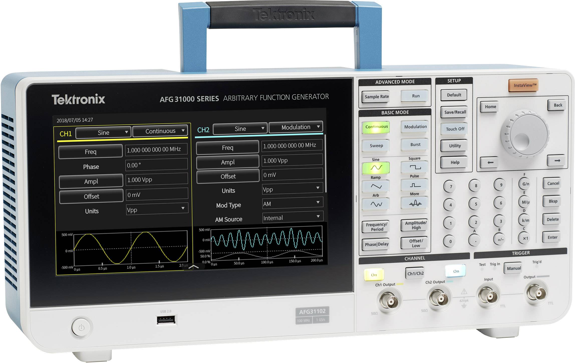 Tektronix AFG31101 Funktionsgenerator netzbetrieben 0.000001Hz - 100MHz 1-Kanal Arbiträr, Dreieck, Puls, Rauschen, Rechteck, Sinus