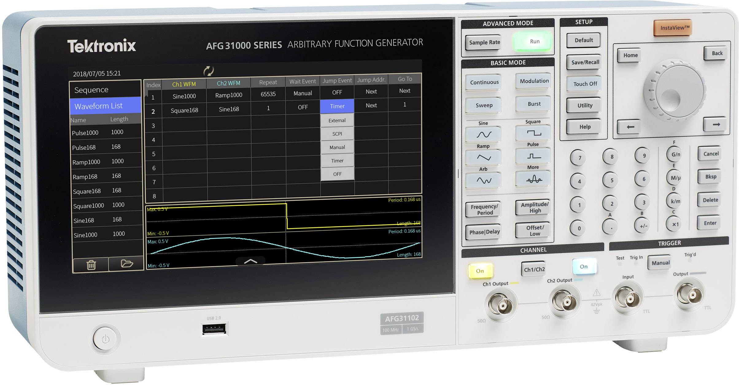 Tektronix AFG31022 Funktionsgenerator netzbetrieben 0.000001Hz - 25MHz 2-Kanal Arbiträr, Dreieck, Rechteck, Sinus, Rauschen, Puls