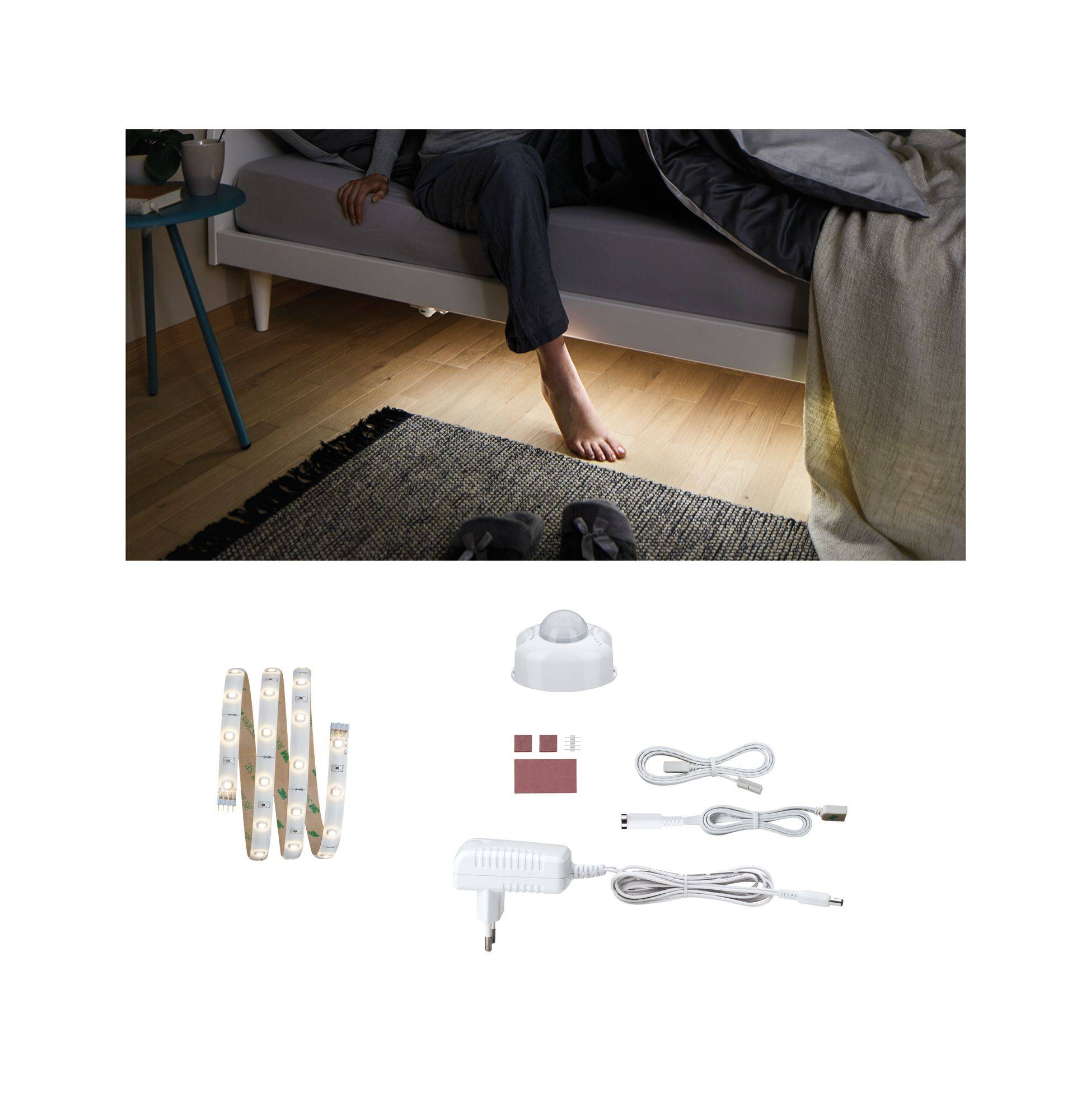 Paulmann Night Comfort 70955 LED-Streifen-Komplettset mit Bewegungsmelder mit Stecker 12 V 1 m Warmweiß 1 St.