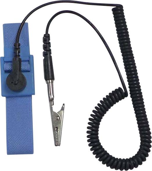 Conrad Components SD-AS D4 ESD-Handgelenkband Hellblau, Schwarz inkl. Erdungskabel Druckknopf 9.52 mm (3/8")