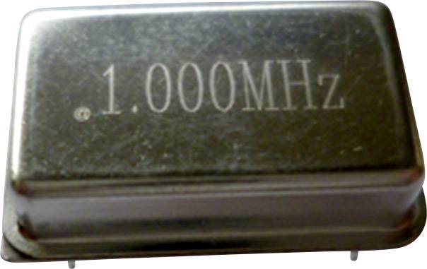 Ein Quarzoszillator mit der Gravur '1.000 MHz', verwendet zur Frequenzstabilisierung in elektronischen Schaltungen.