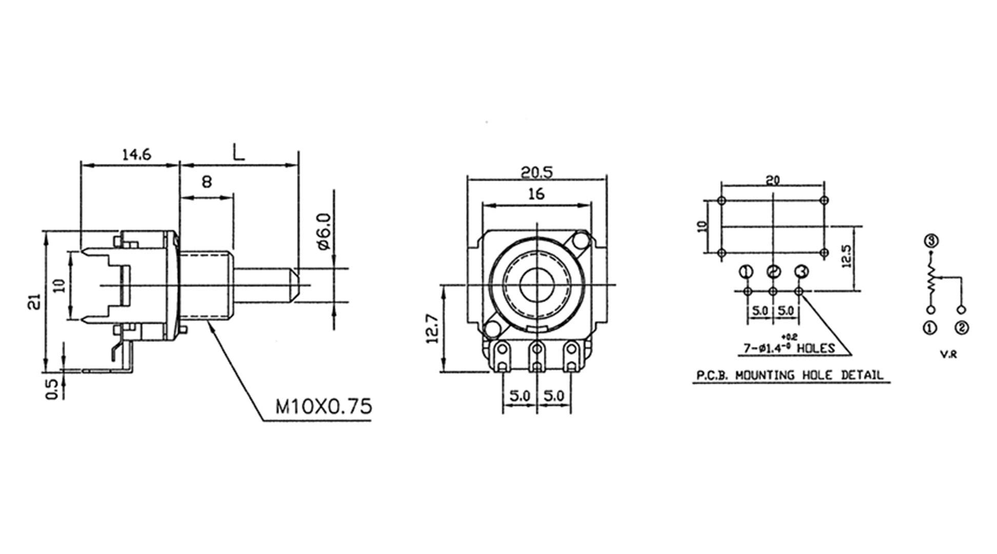 Alpha RD1601F40F430RB5KM RD1601F40F430RB5KM Dreh-Potentiometer Mono 0.2W 5kΩ 1St.