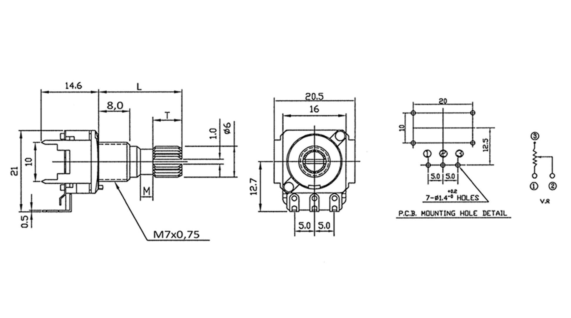 Alpha RD1601F40B415KB500KM RD1601F40B415KB500KM Dreh-Potentiometer Mono 0.2W 500kΩ 1St.