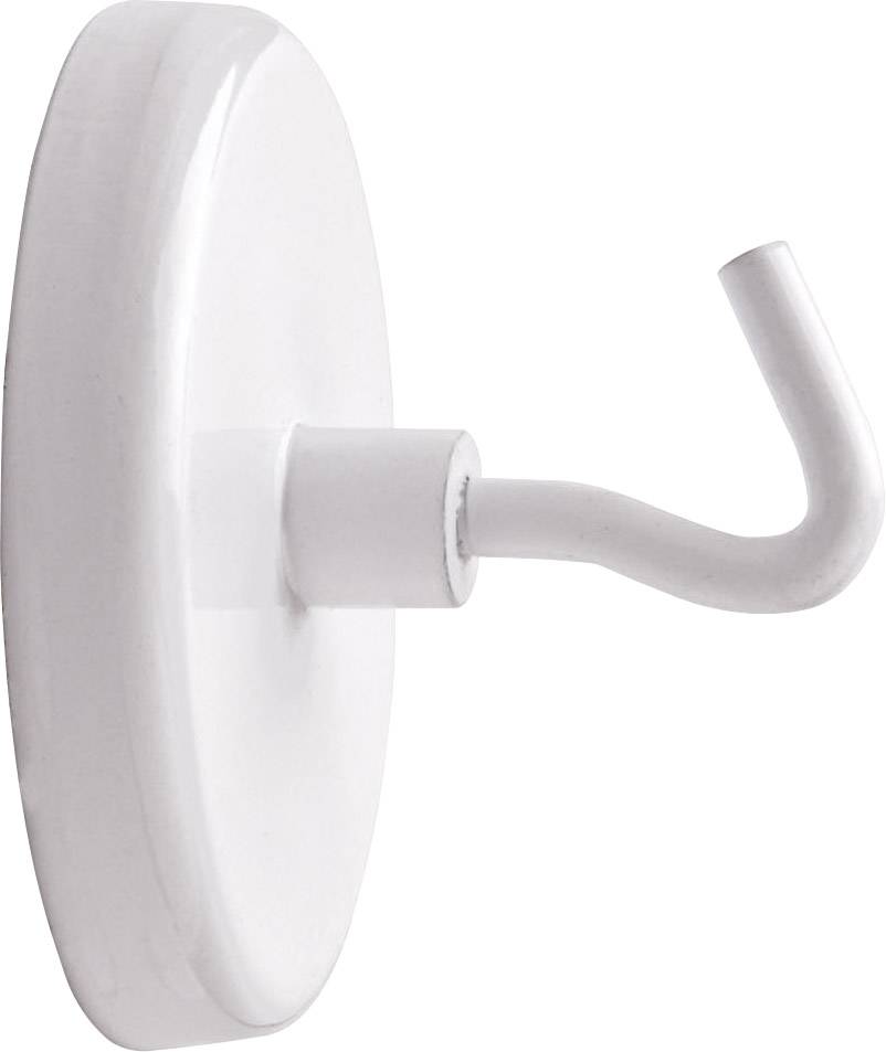 Maul Magnet (Ø x H) 47mm x 36mm rund, mit Haken Weiß 5 St. 6159002