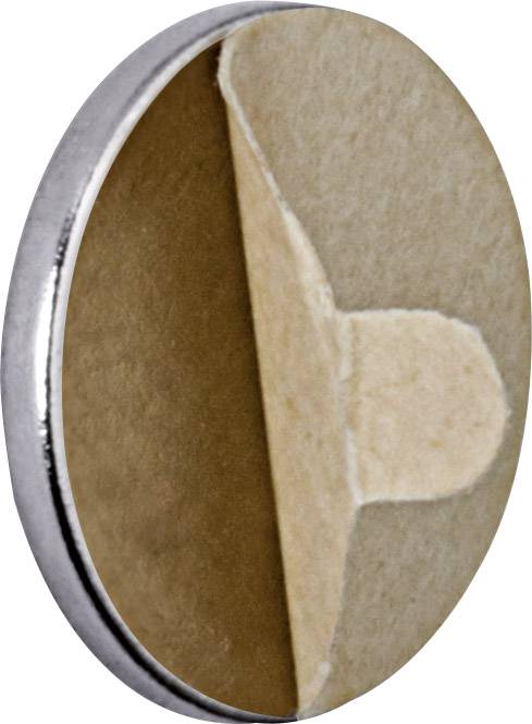 Maul Neodym Magnet (Ø x H) 10mm x 1mm Scheibe, selbstklebend Silber 20 St. 6167196