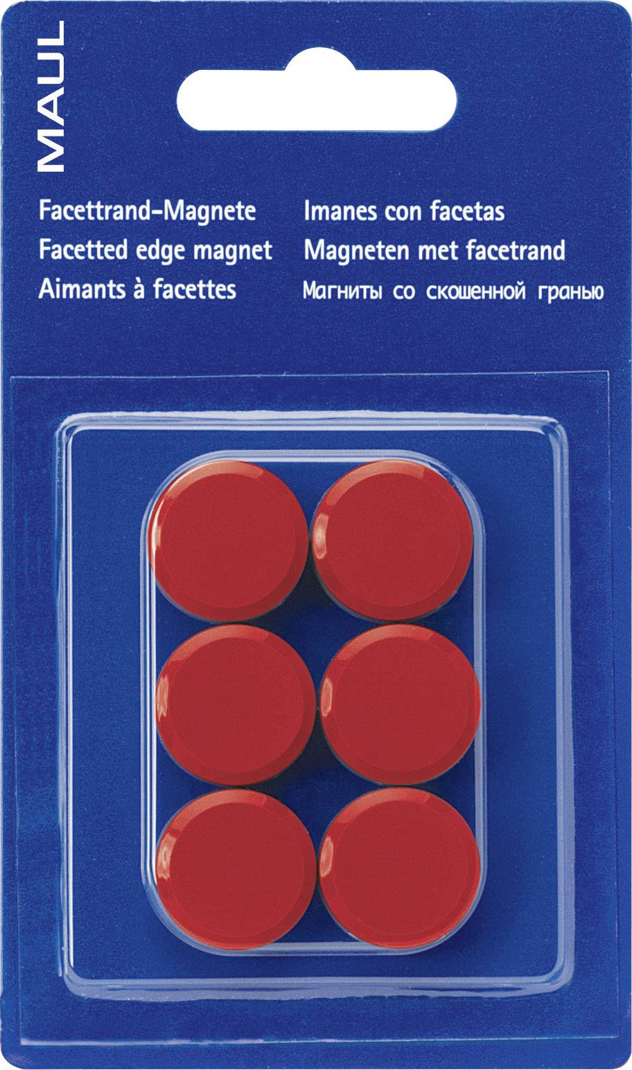 Maul Magnet MAULpro (Ø x H) 20 mm x 8 mm rund Rot 6 St. 6176225