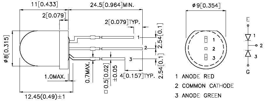 Kingbright L-799EGW LED mehrfarbig Rot, Grün Rund 8mm 80 mcd, 50 mcd 50° 20mA 2 V, 2.2V