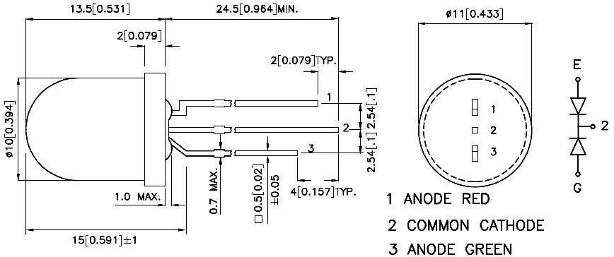 Kingbright L-819EGW LED mehrfarbig Rot, Grün Rund 10mm 80 mcd, 50 mcd 50° 20mA 2 V, 2.2V