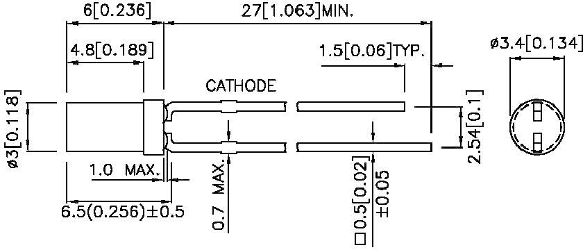 Kingbright L-424YDT LED bedrahtet Gelb Zylindrisch 3mm 4 mcd 100° 20mA 2.1V