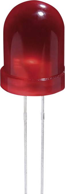 Eine rote LED mit zwei silbernen Anschlüssen, dargestellt auf einem weißen Hintergrund.