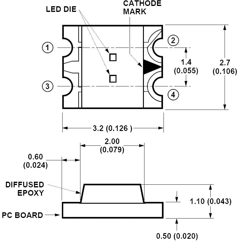 Broadcom HSMF-C155 SMD-LED mehrfarbig Sonderform Rot, Grün 10 mcd, 15 mcd 170 ° 20 mA, 20 mA 2.1 V