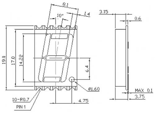 Broadcom 7-Segment-Anzeige Rot 14.22mm 2V Ziffernanzahl: 1 HDSM-531C