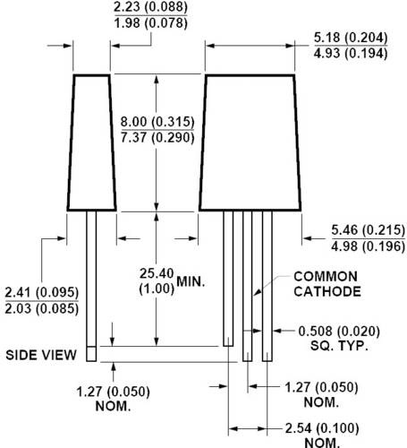 Broadcom HLMP-0800 LED mehrfarbig Rot, Grün Rechteckig 2 x 5mm 2.1 mcd, 2.6 mcd 100° 20 mA, 20mA 1