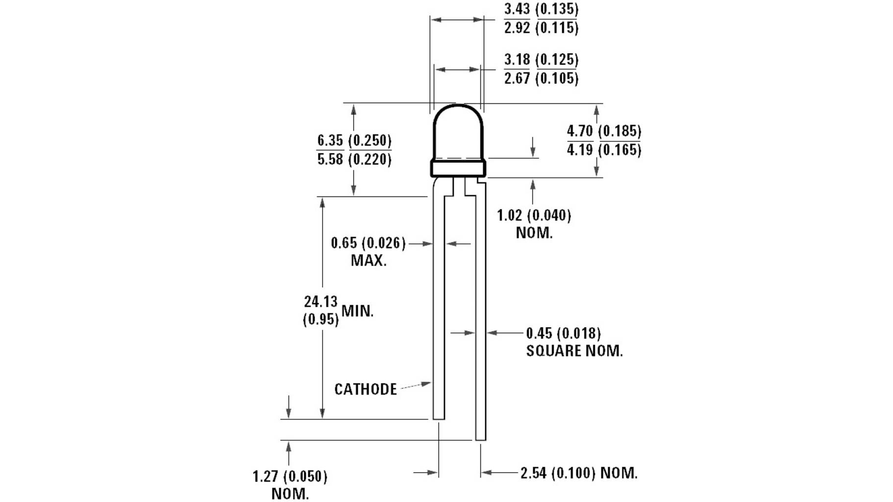 HLMP-1700-B00A2 Avago 3mm Red LED In Housing 2V 10mA 50mcd 583nm 55 2860 - Foto 5