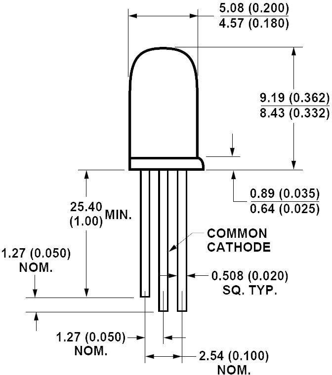Broadcom HLMP-4000 LED mehrfarbig Rot, Grün Rund 5 mm 2.1 mcd, 4.2 mcd 65 ° 10 mA, 10 mA 1.9 V, 2.2