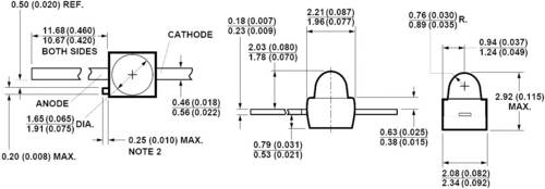 Broadcom HLMP-7040 LED bedrahtet Grün Gewölbt 1.9mm 0.6 mcd 90° 2mA 1.4V