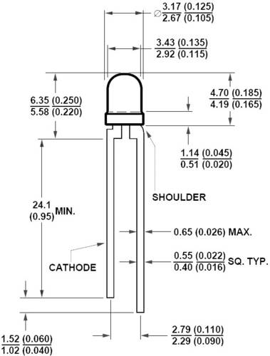 Broadcom HLMP-K101 LED bedrahtet Rot Rund 3mm 45 mcd 60° 20mA 1.8V