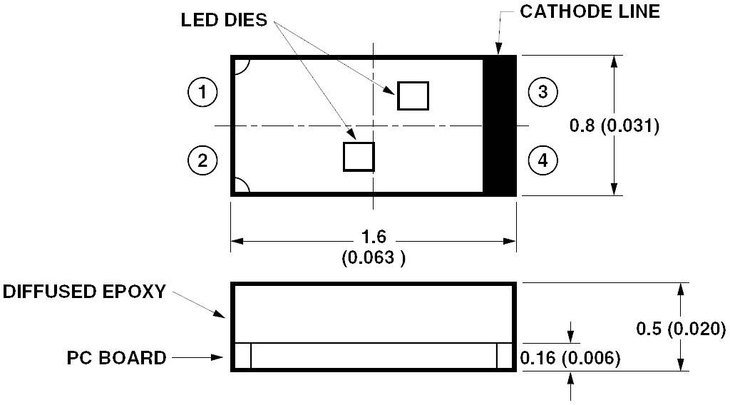 Broadcom HSMF-C169 SMD-LED mehrfarbig Sonderform Amber, Blau 35 mcd, 10 mcd 120° 10 mA, 10mA 1.8 V, 3.4V Tape cut
