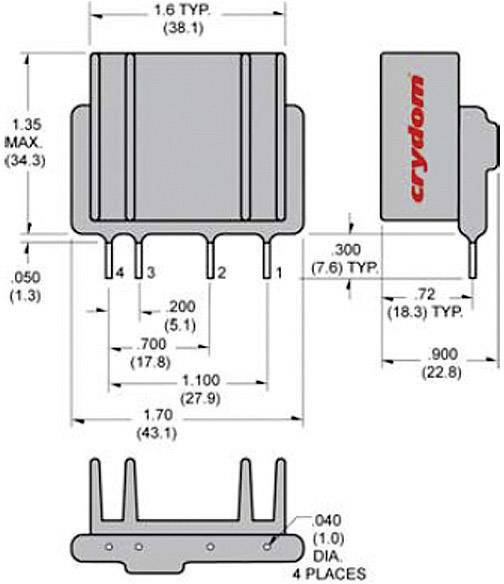 Crydom Halbleiterrelais PF240D25 25 A Schaltspannung (max.): 280 V/AC Nullspannungsschaltend 1 St.