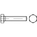 Diagramm einer Schraube mit einem Sechskantkopf, seitliche und obere Ansicht.