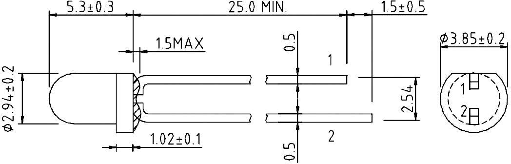 Harvatek HE1-120AC IR-Emitter 850 nm 20 ° 3 mm radial bedrahtet