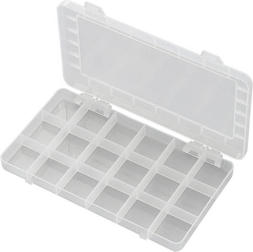 TRU COMPONENTS PP18-01 Sortimentskasten (L x B x H) 195 x 100 x 13 mm Anzahl Fächer: 18 feste Unter