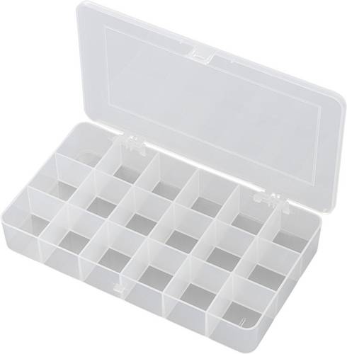 TRU Components E-107 Sortimentskasten (L x B x H) 210 x 112 x 30 mm Anzahl Fächer: 18 feste Unterte
