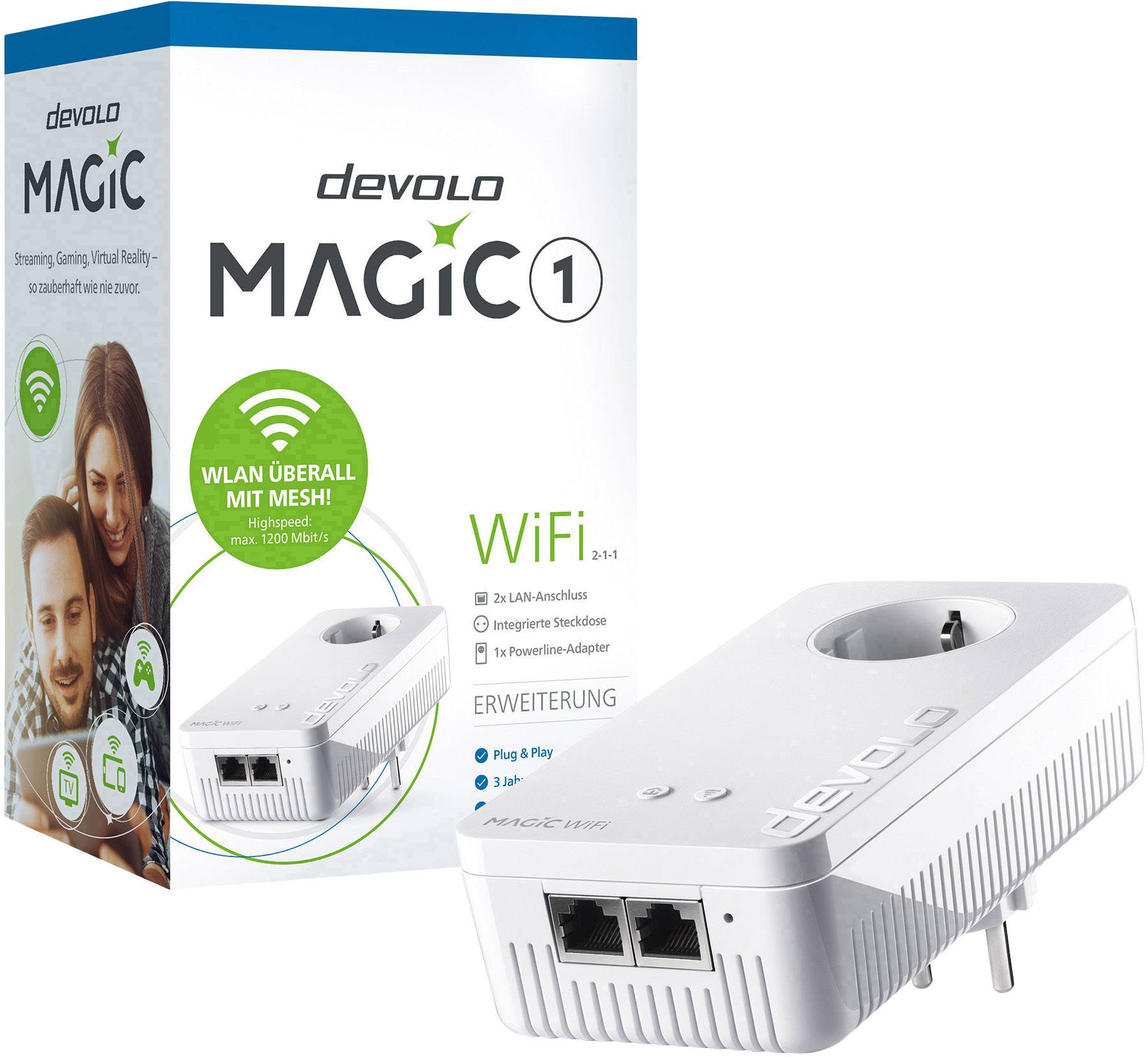 Devolo Magic 1 WiFi Powerline WLAN Erweiterungsadapter 8351 DE, AT Powerline, WLAN 1200MBit/s