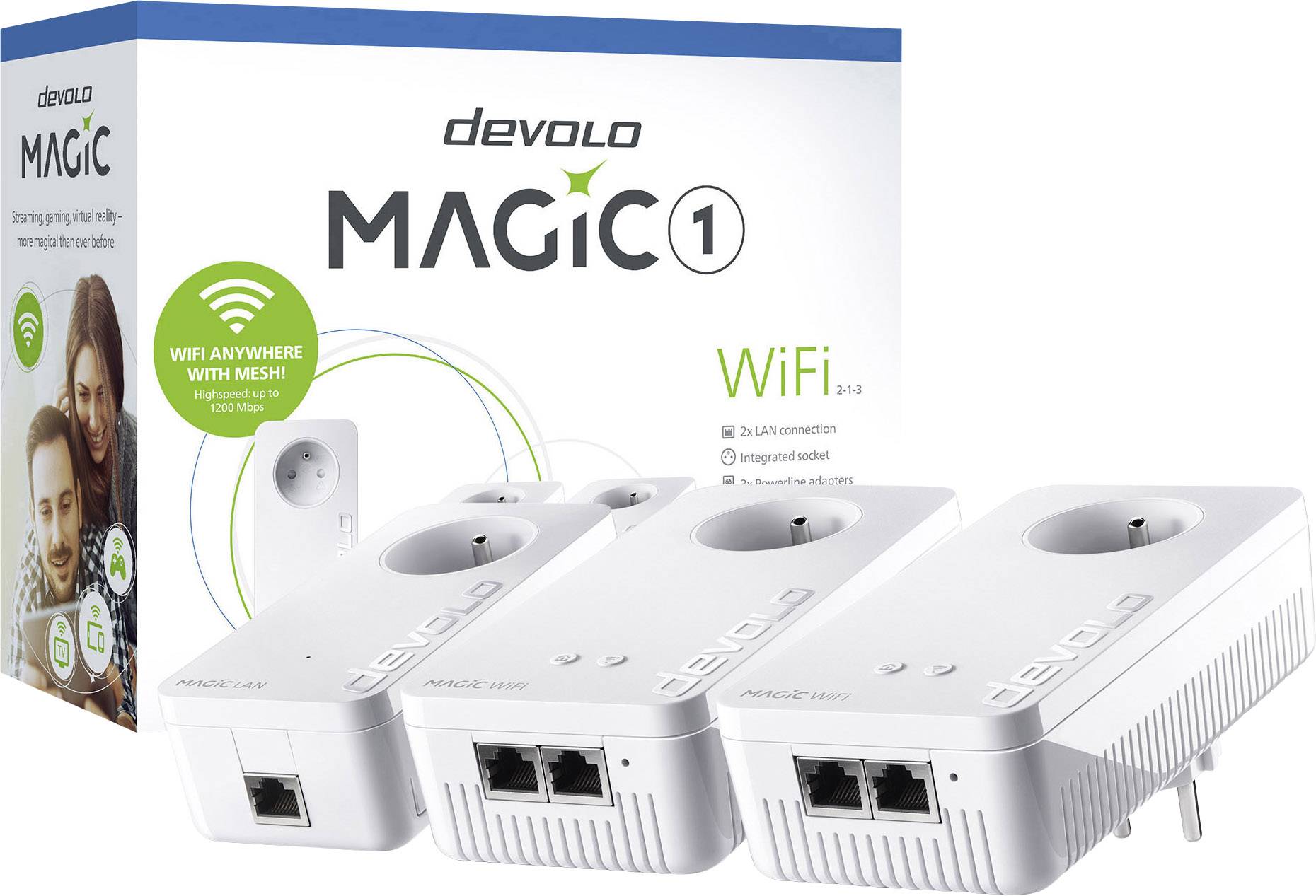 Devolo Magic 1 WiFi Network Kit Powerline WLAN Multiroom Starter Kit 8371 BE, PL, CZ, SK Powerline, WLAN 1200MBit/s