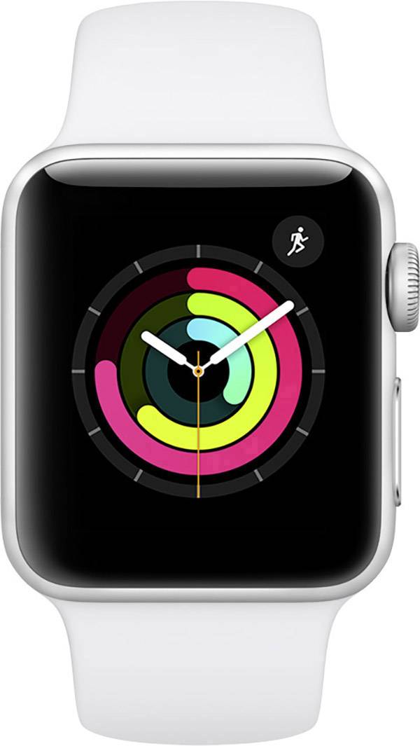 Apple Watch Series 3 GPS 38mm Aluminiumgehäuse Silber Sport Band Weiß