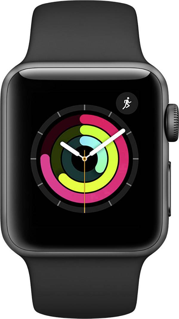 Apple Watch Series 3 GPS 38mm Aluminiumgehäuse Space Grau Sport Band Schwarz