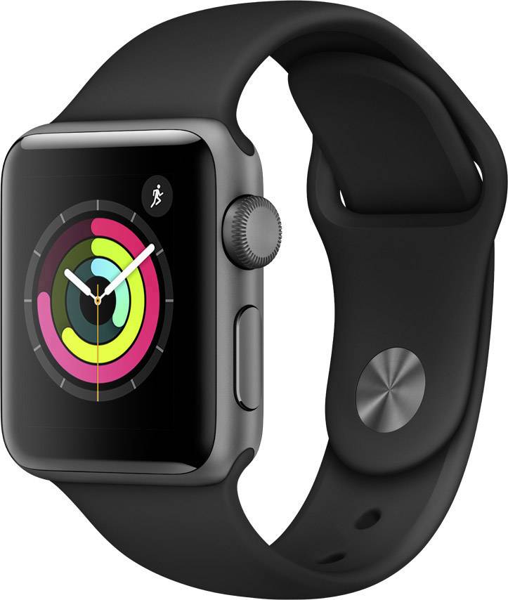 Apple Watch Series 3 GPS 38 mm Aluminiumgehäuse Space Grau Sport Band Schwarz