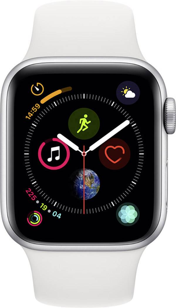 Apple Watch Sport Series 4 40mm Aluminiumgehäuse Silber Sportarmband Weiß