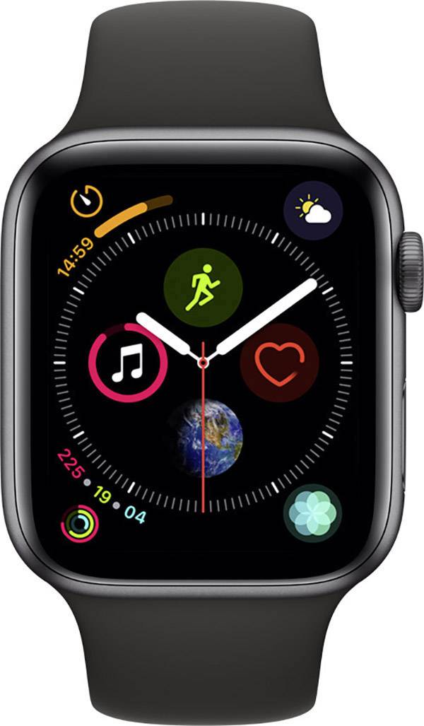 Apple Watch Sport Series 4 44mm Aluminiumgehäuse Spacegrau Sportarmband Schwarz