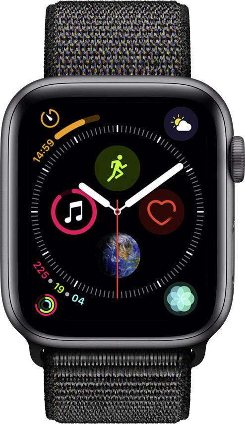 Apple Watch Series 4 GPS 44 mm Aluminiumgehäuse Space Grau Sport Band Schwarz