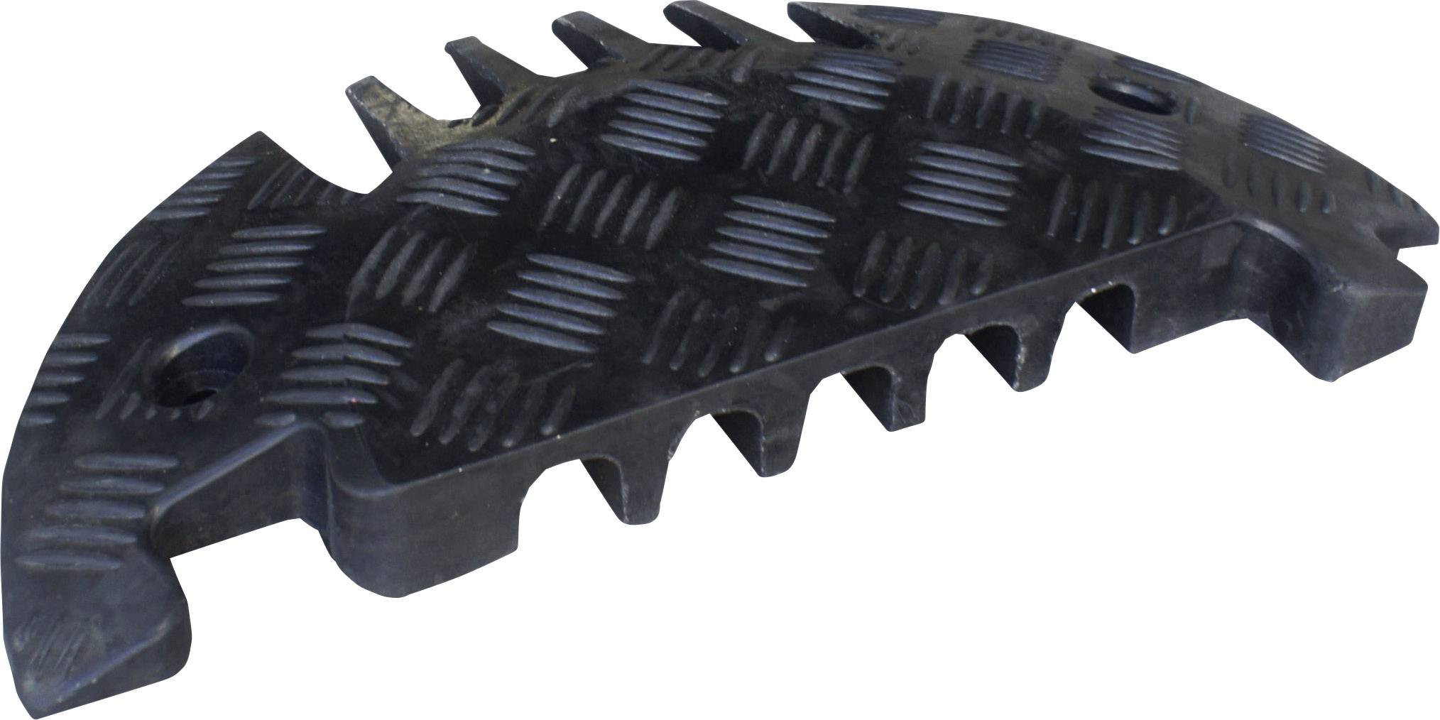 Schwarzes, zahnradähnliches Gummikomponentenstück mit rutschfesten Rillen und Löchern, vermutlich für industrielle Maschinenanwendungen geeignet.
