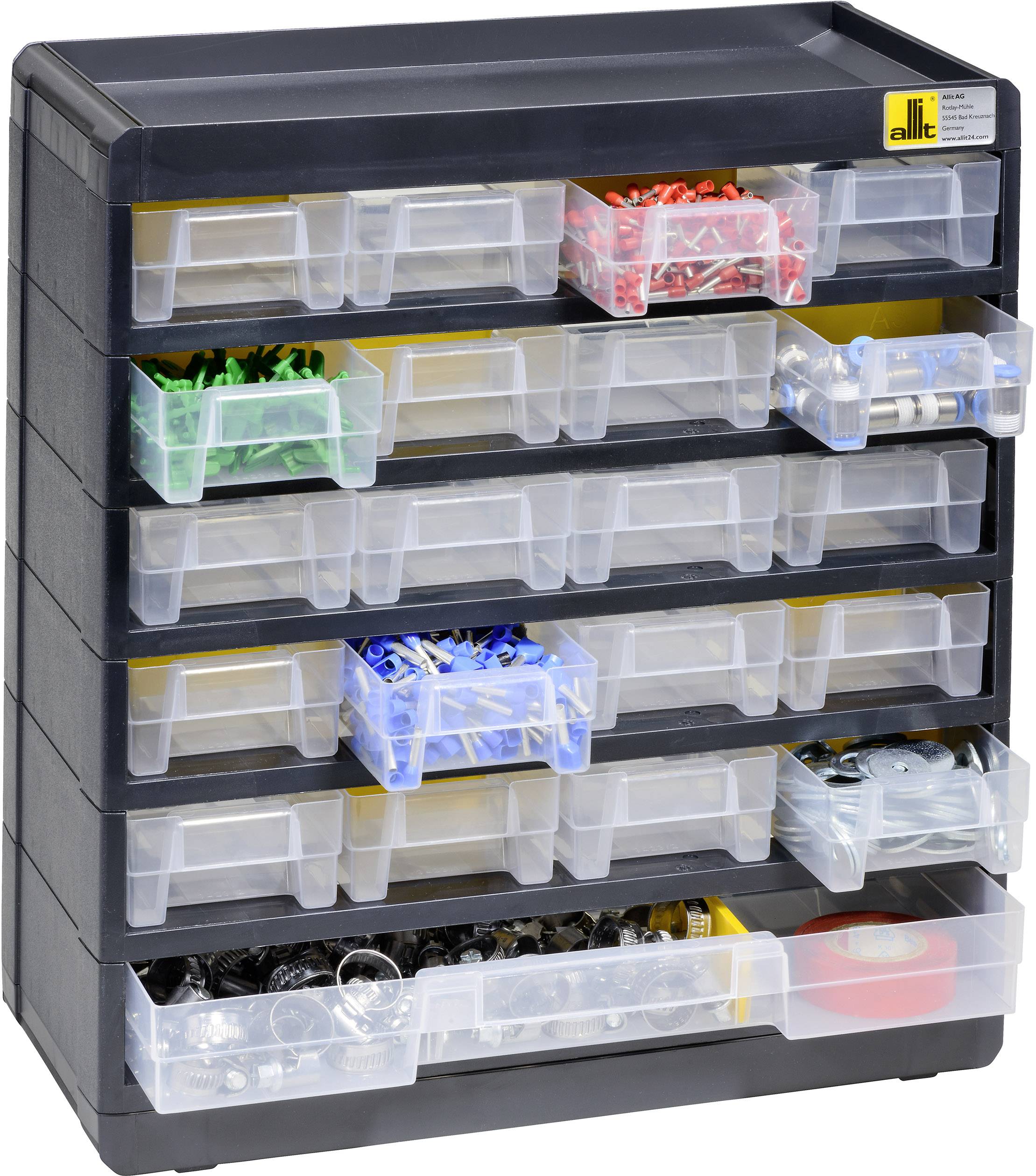 Allit 458090 Lagermagazin VarioPlus Basic 32 (B x H x T) 300 x 335 x 135mm Schwarz, Gelb 1St.